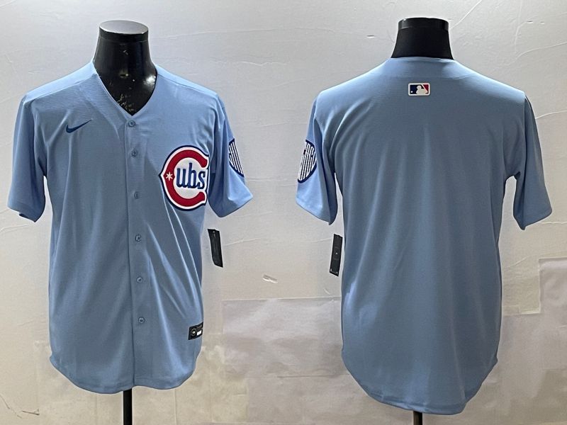 Men Chicago Cubs Blank Light Blue Throwback Fashion 2025 Nike MLB Jersey style 1